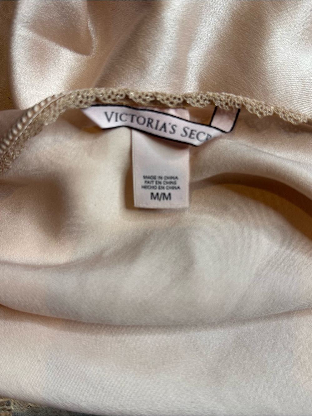 Victoria’s Secret 2016 Champagne Satin Lace Slip Chemise Nightgown M - Picture 6 of 15